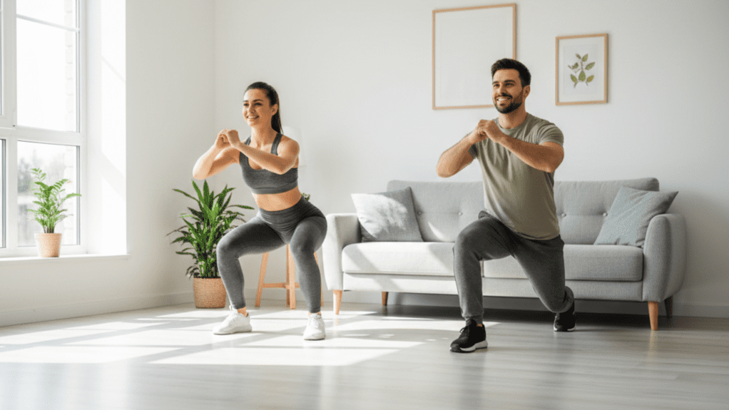Home fitness routine using simple exercises to boost natural energy