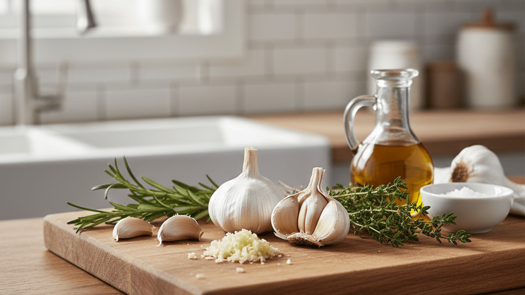 Fresh garlic used as a natural food to lower blood pressure