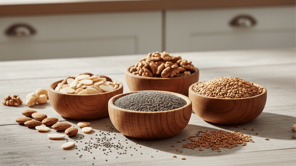 Nuts and seeds rich in magnesium supporting blood pressure control
