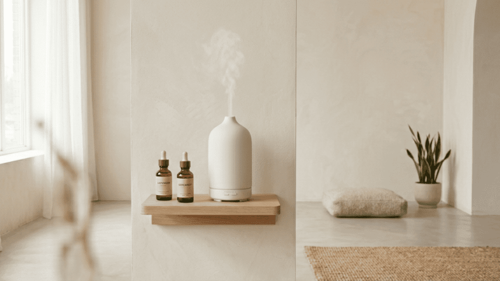 essential oils indoors showing relaxation techniques for anxiety