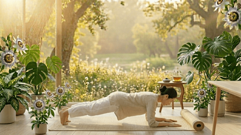 beginner doing plank exercise for core strength at home