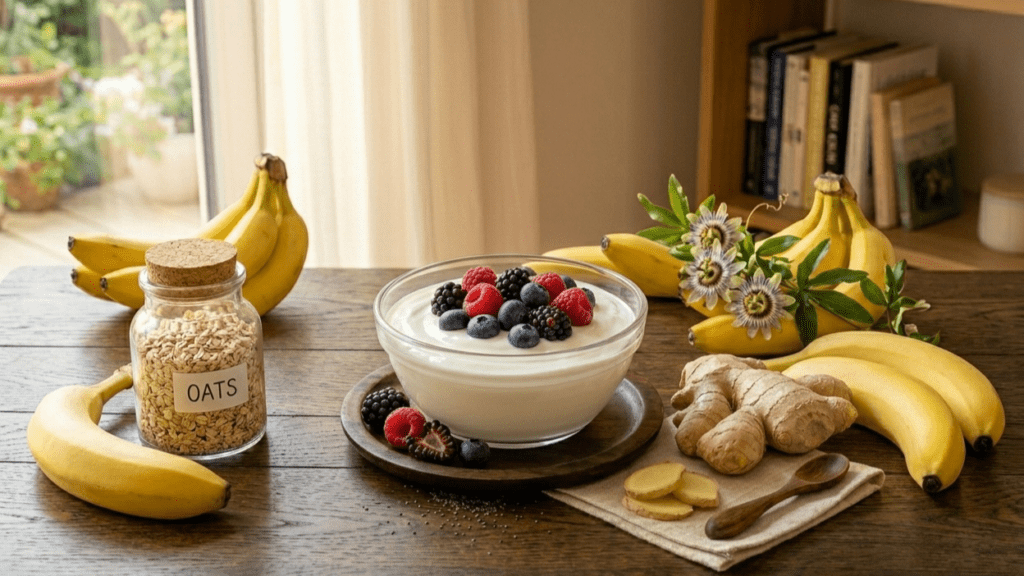 Ginger root and probiotic yogurt as foods to improve digestion naturally