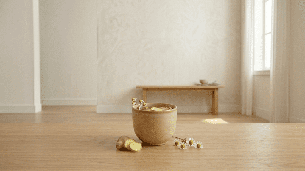 Warm ginger tea used to support digestion
