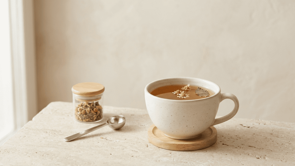 herbal tea indoors representing herbal remedies for fatigue and natural energy boost