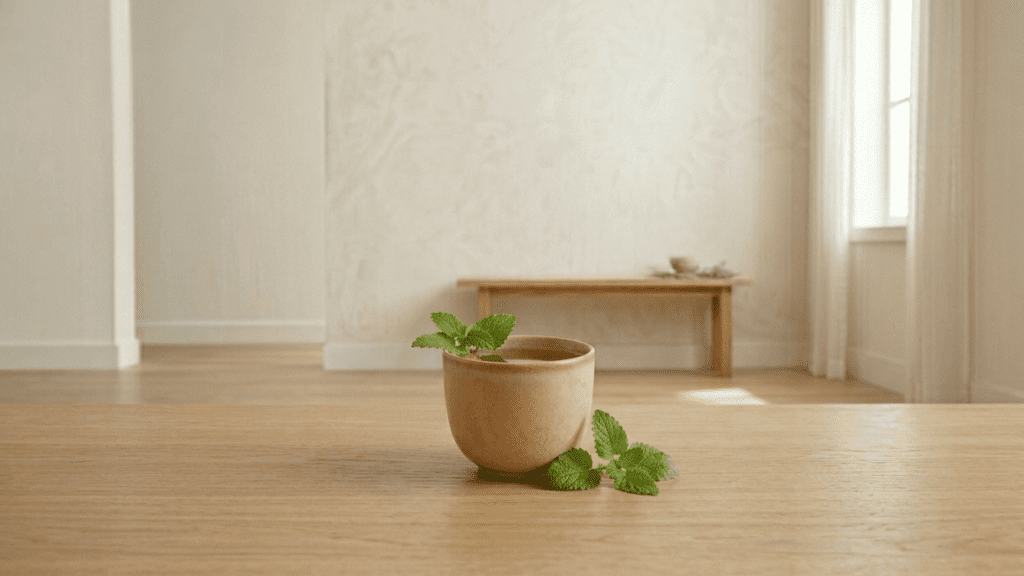Lemon balm tea in a cup for digestive support