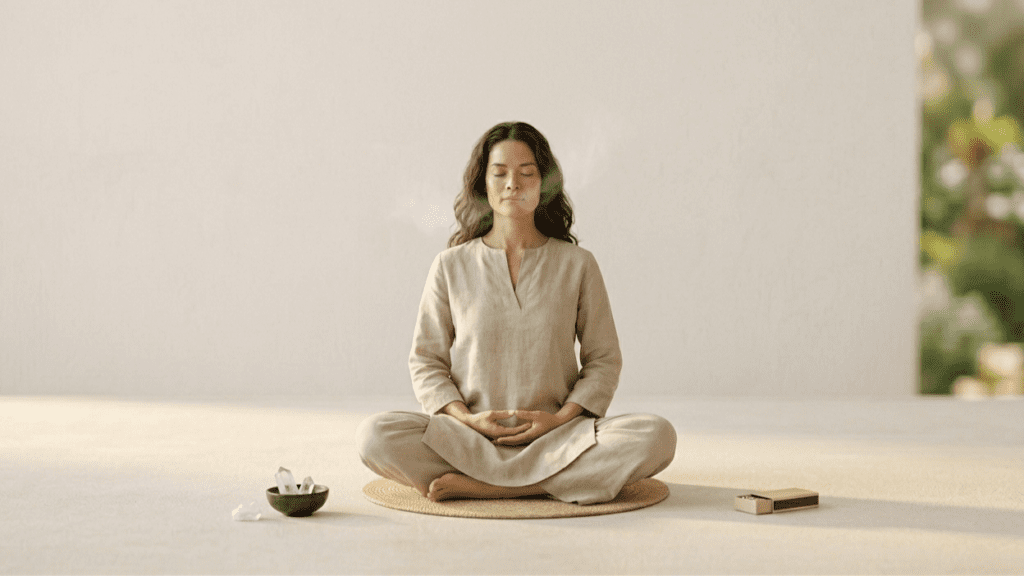 person practicing meditation for focus in calm indoor setting