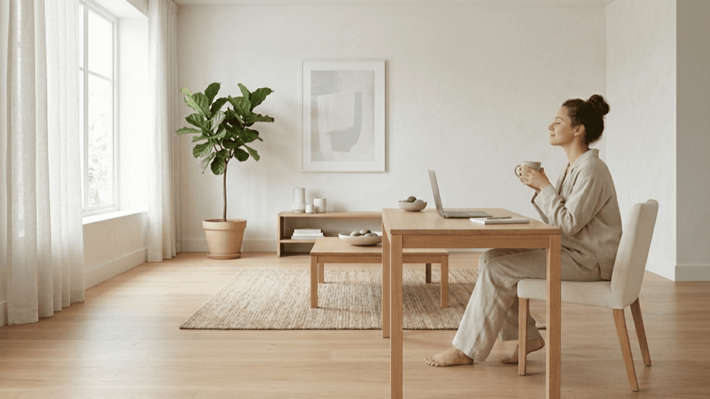  person relaxing indoors representing natural ways to reduce fatigue