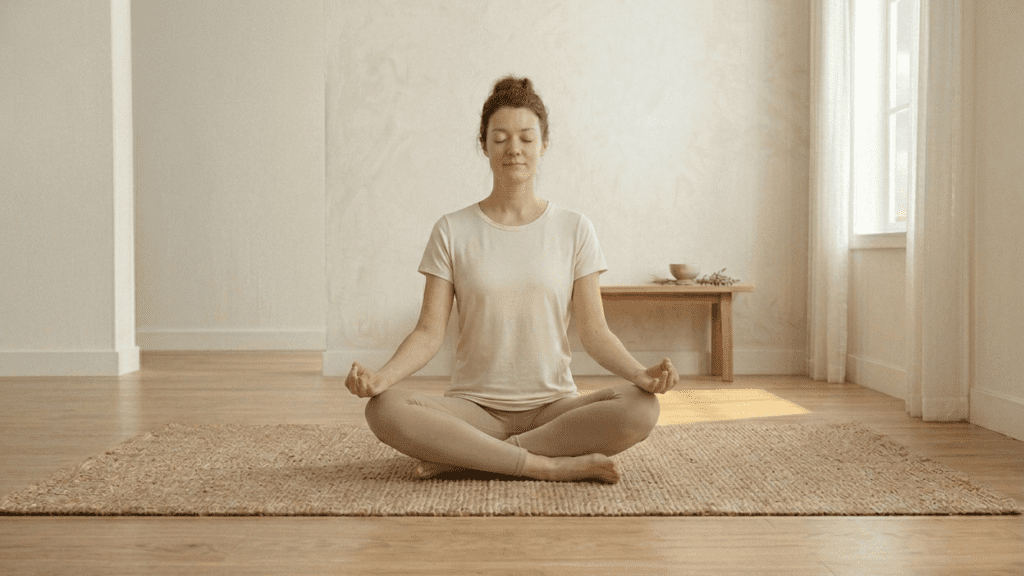 Person practicing breathing exercises to boost energy