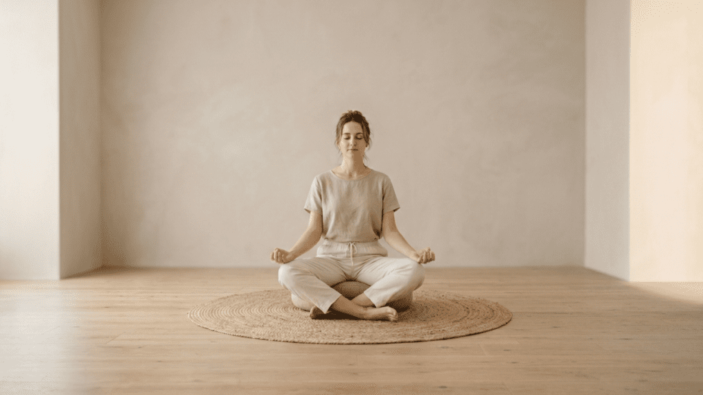 person meditating indoors demonstrating relaxation techniques for anxiety
