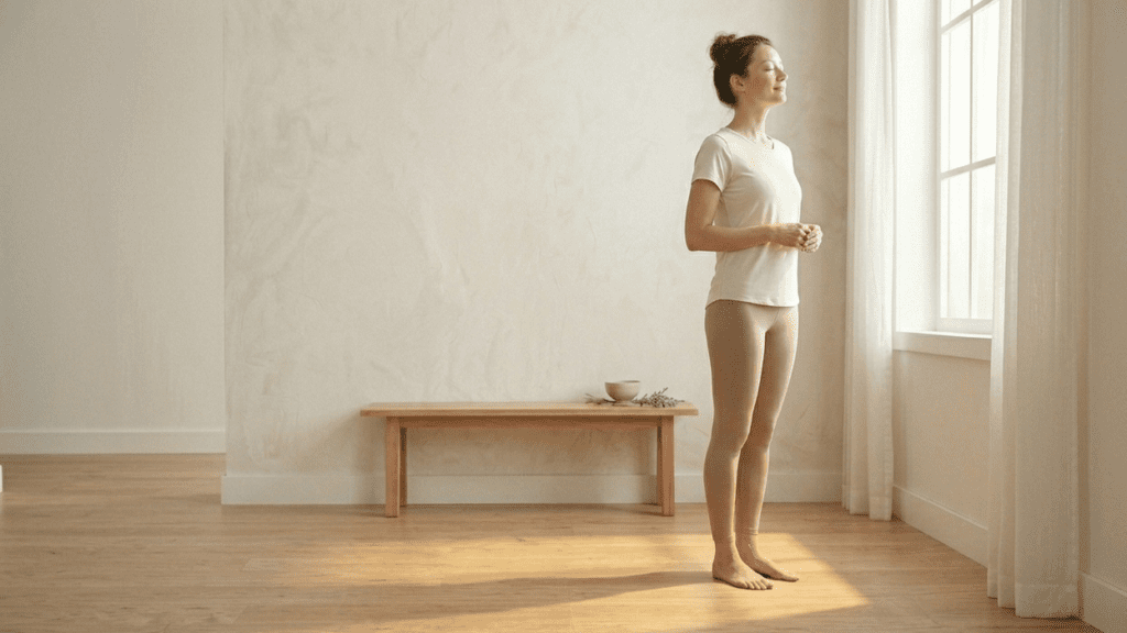 Person enjoying indoor sunlight for natural energy boost