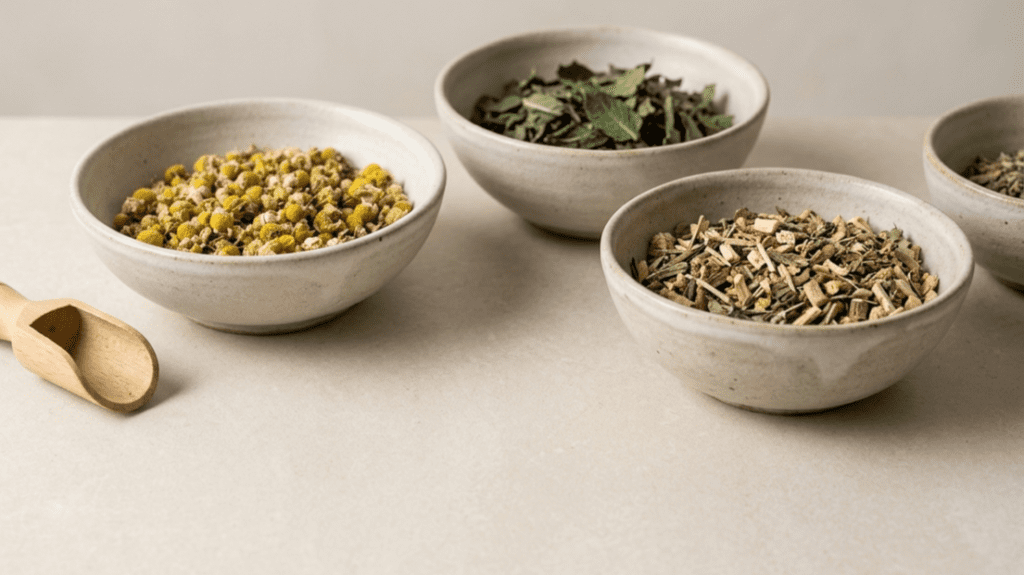 assortment of natural herbs indoors highlighting herbal remedies for fatigue