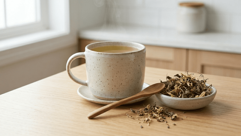 Cup of passionflower herbal tea representing natural relaxation drink