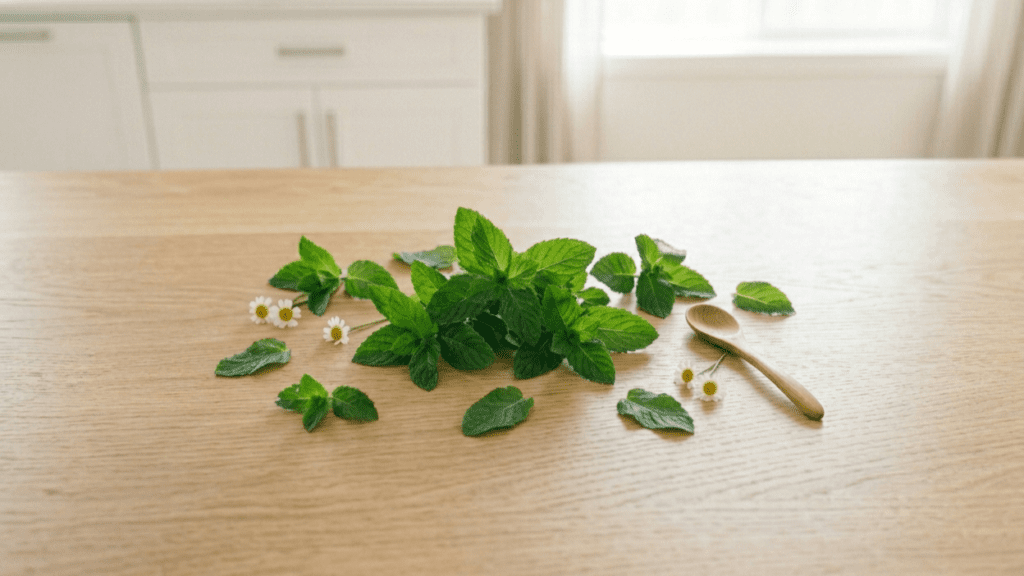 Peppermint leaves representing natural digestive relief