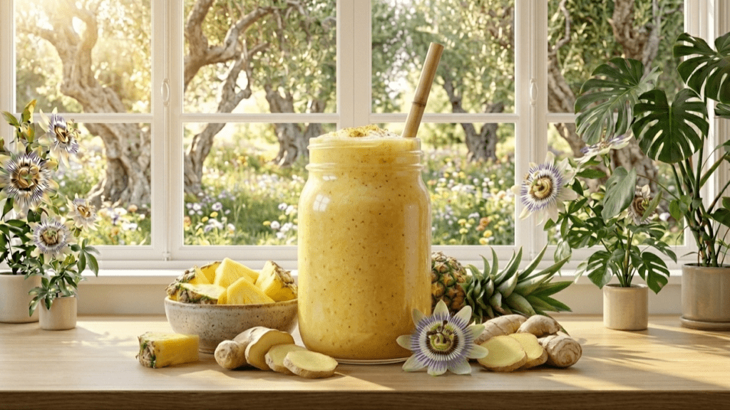 pineapple ginger smoothie that supports metabolism and digestion