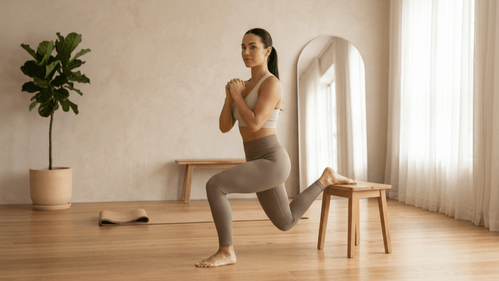 person doing strength exercises indoors showing natural ways to boost metabolism