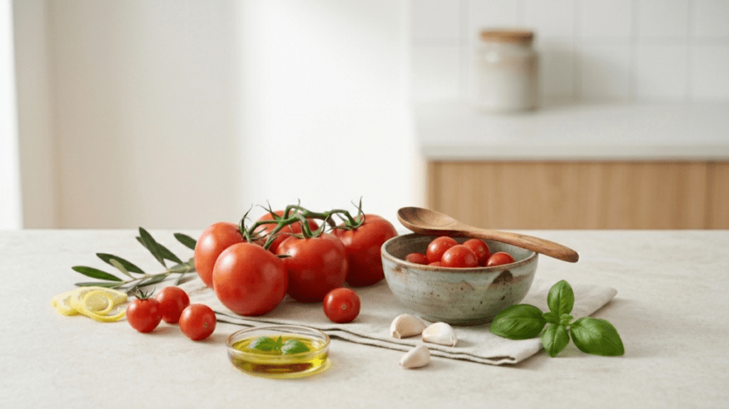 Fresh tomatoes representing anti-inflammatory food rich in lycopene