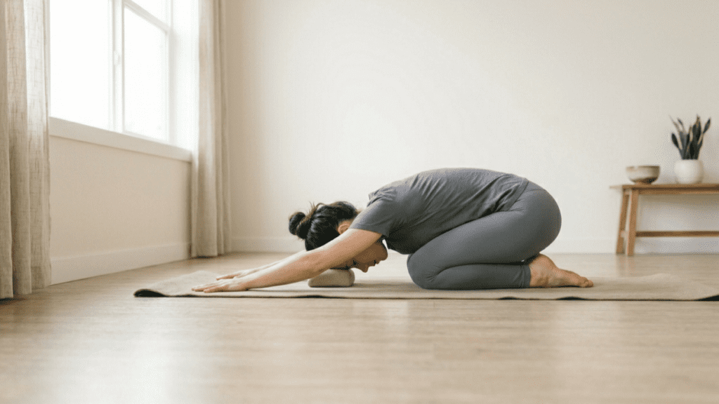 Person practicing yoga in a calm indoor environment