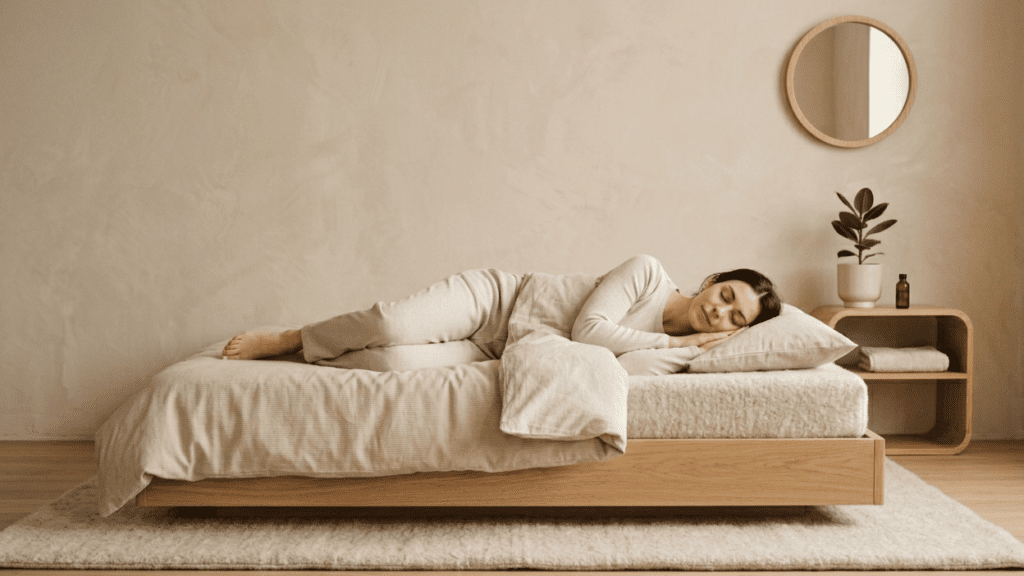 person sleeping peacefully demonstrating natural anti aging habits for skin health