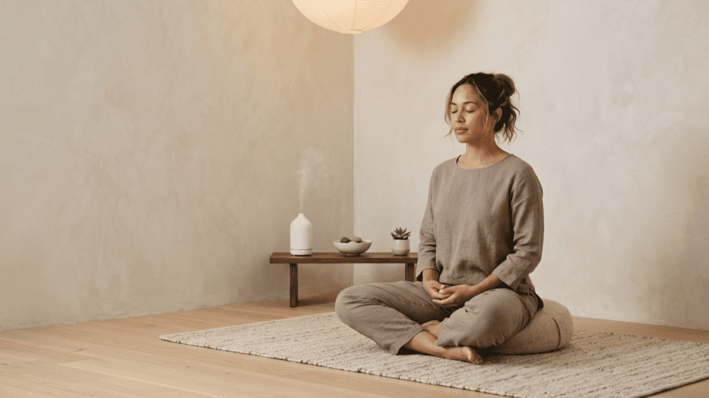 clean indoor workspace showing mental clarity habits with minimal distractions