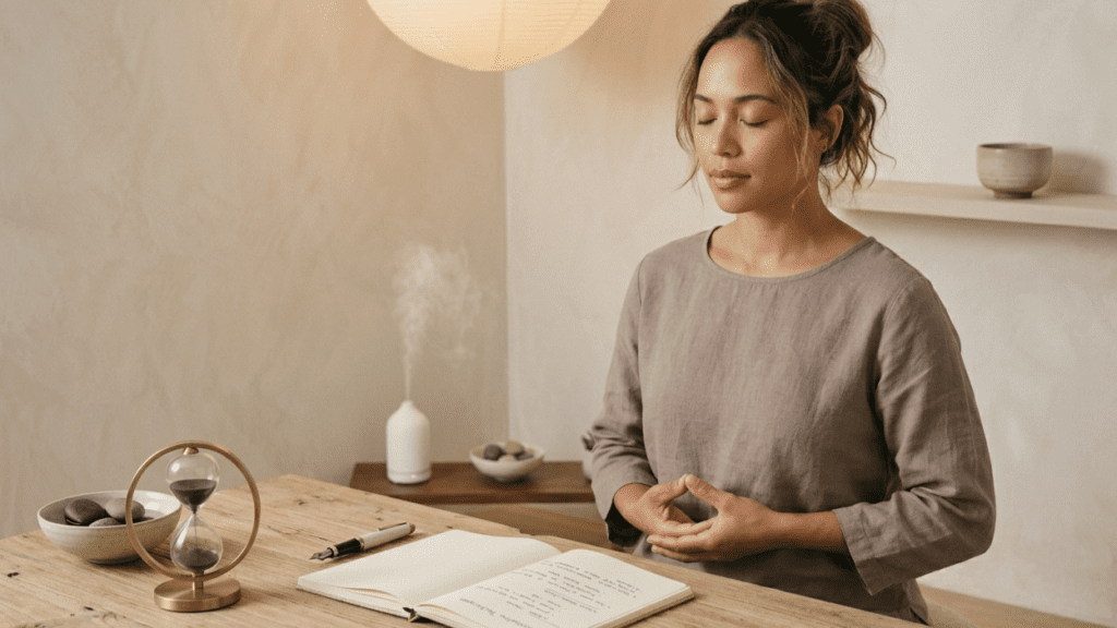 person meditating indoors representing mental clarity habits and focus improvement