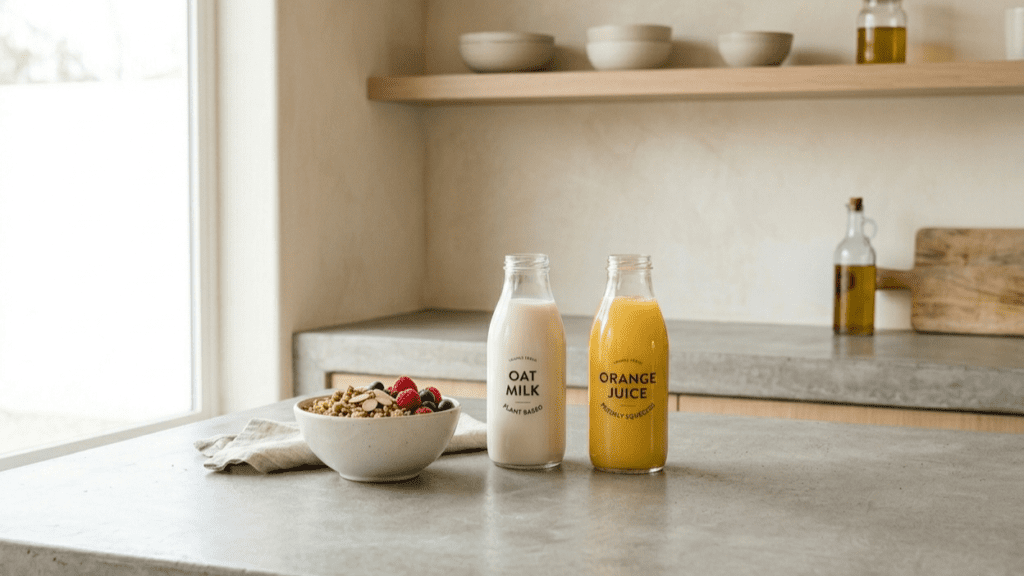 fortified foods arranged indoors showing foods for strong bones support