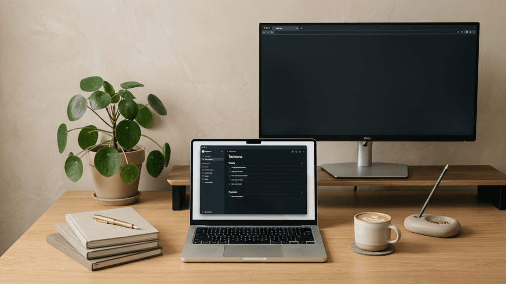 organized indoor workspace promoting mental clarity habits and productivity