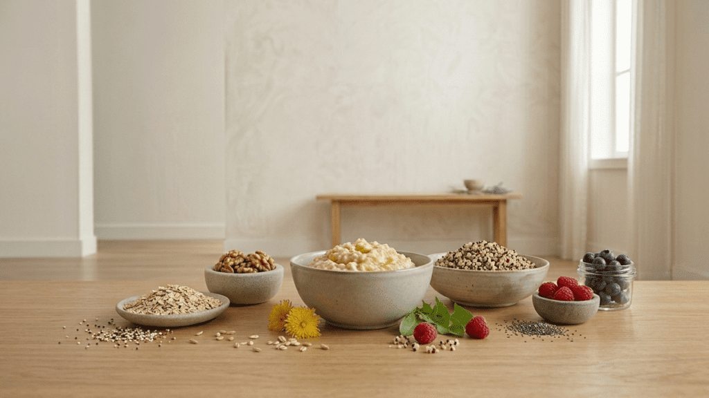 Whole grains like oats and quinoa for gut health