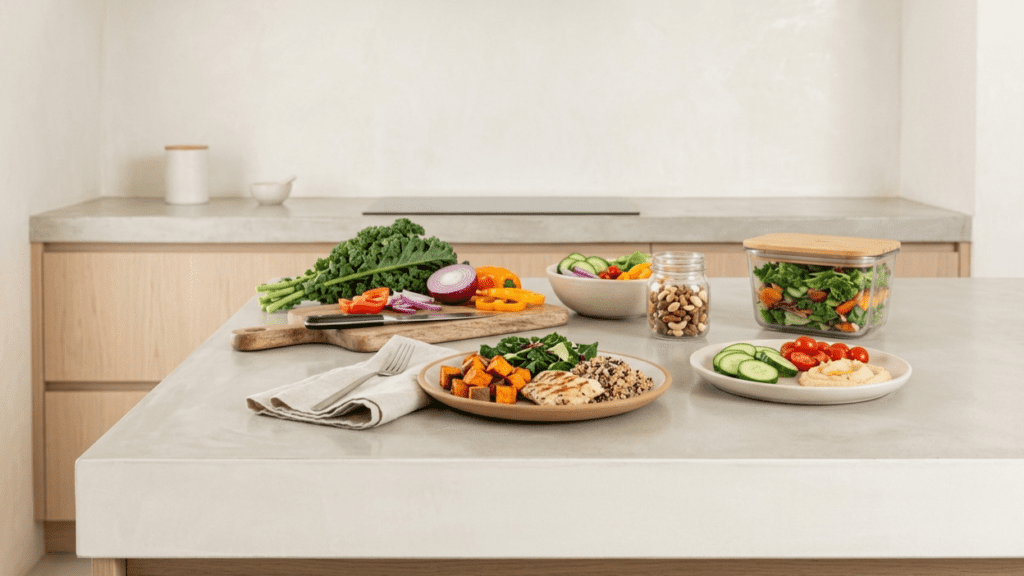 clean indoor meal prep with natural foods supporting detox habits